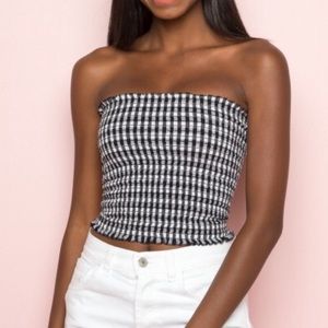 BRANDY MELVILLE black and white checkered tube top
